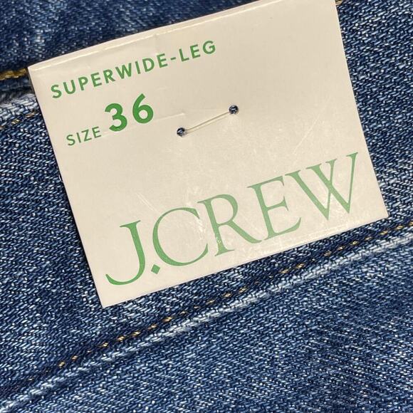 NWT Plus Size J Crew High-Rise Superwide-Leg 100% Cotton Blue Wash Jeans Size 36 - Picture 6 of 11